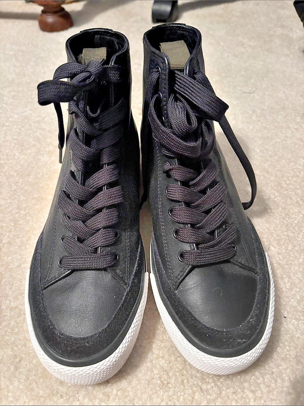 Gustin Black Leather High Top Sneaker Black